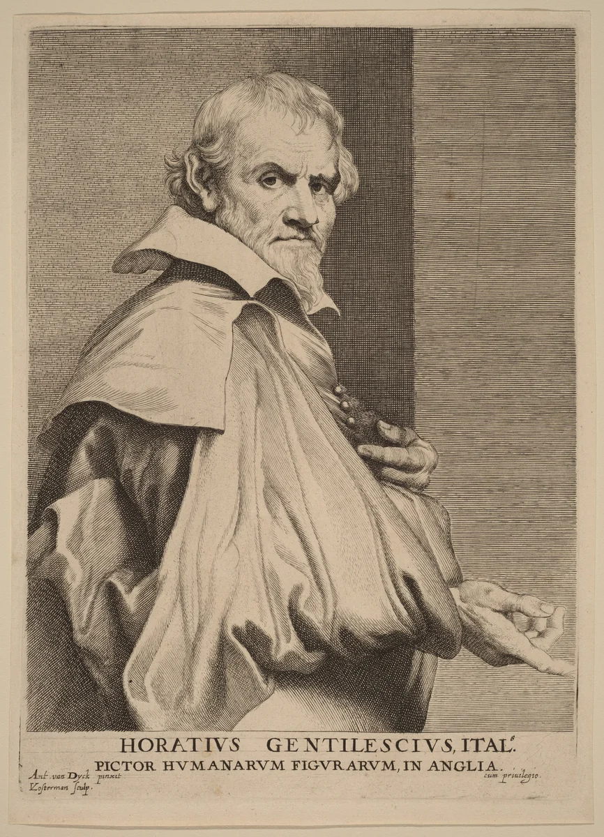 Orazio Gentileschi by Lucas Emil Vorsterman; Sir Anthony van Dyck, print, 1626-1641