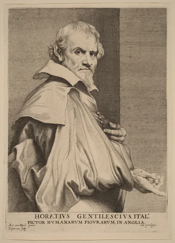 Orazio Gentileschi by Lucas Emil Vorsterman; Sir Anthony van Dyck, print, 1626-1641