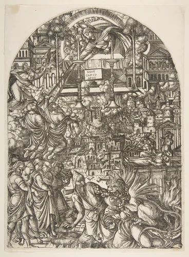 The Measurement of the Temple, from the Apocalypse by Jean Duvet, print, 1480-1570