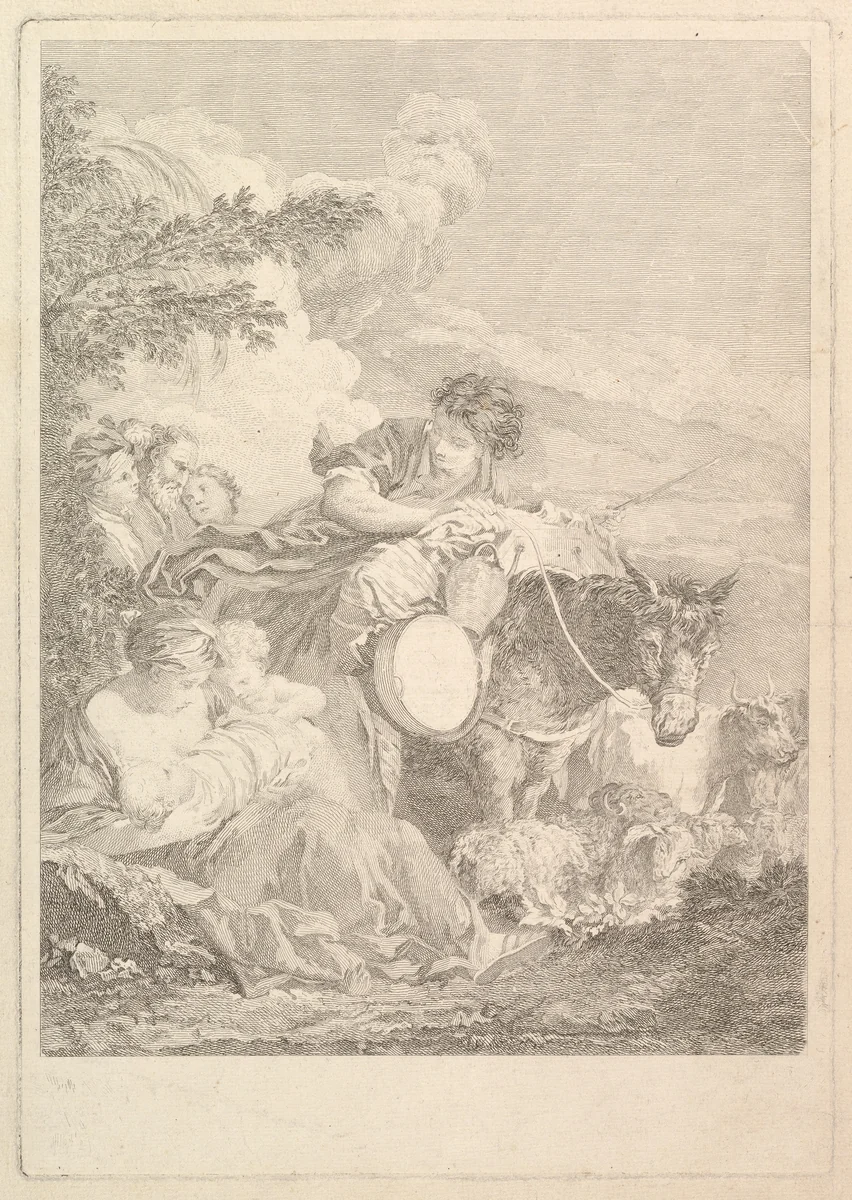 Départ de Jacob (The Departure of Jacob) by Elisabeth Cousinet Lempereur, print, 1741-1800