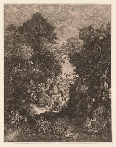The Good Samaritan by Rodolphe Bresdin, print, 1861