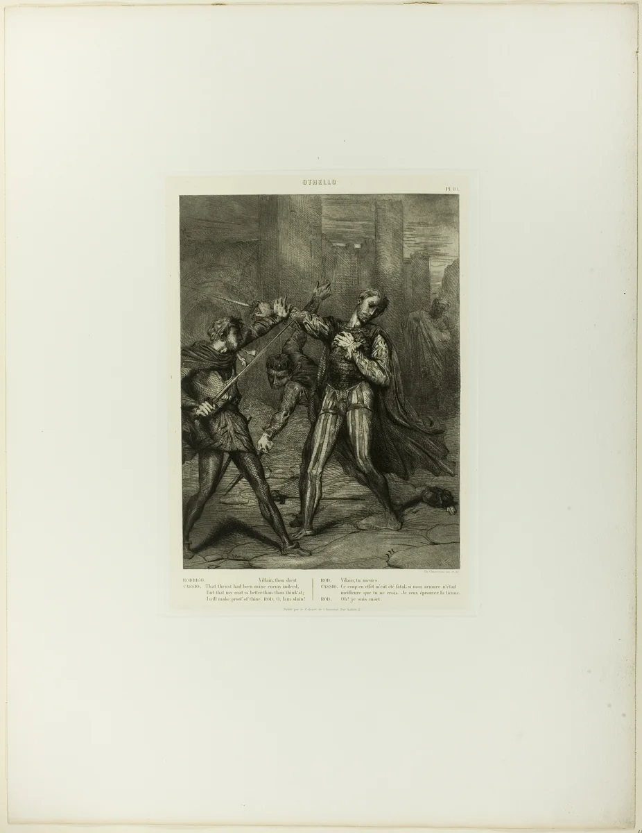Villain, Thou Diest, plate ten from Othello by Théodore Chassériau, print, 1844