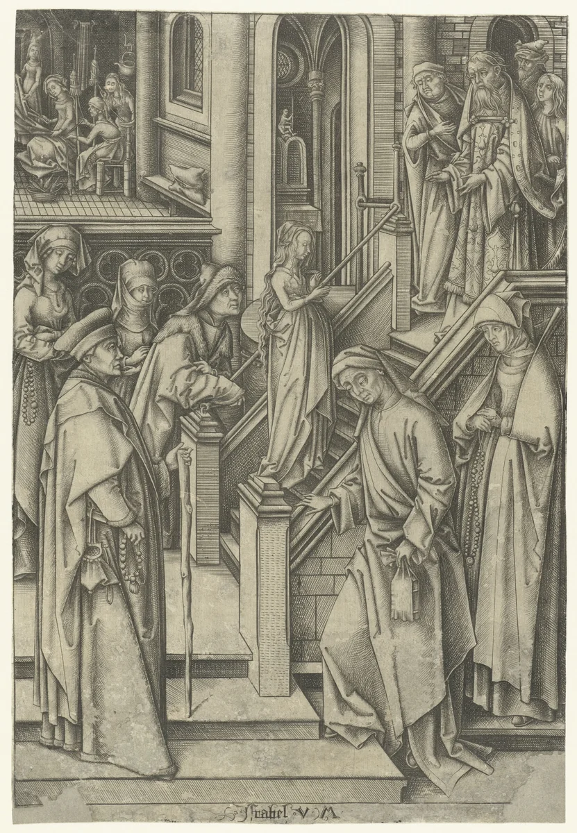 De presentatie van Maria in de tempel by Unknown, print, 1455-1503