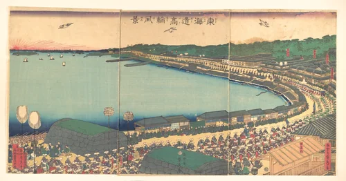 Daimyo's Processions Passing along the Tōkaidō by Utagawa Sadahide, print, 1807-1879