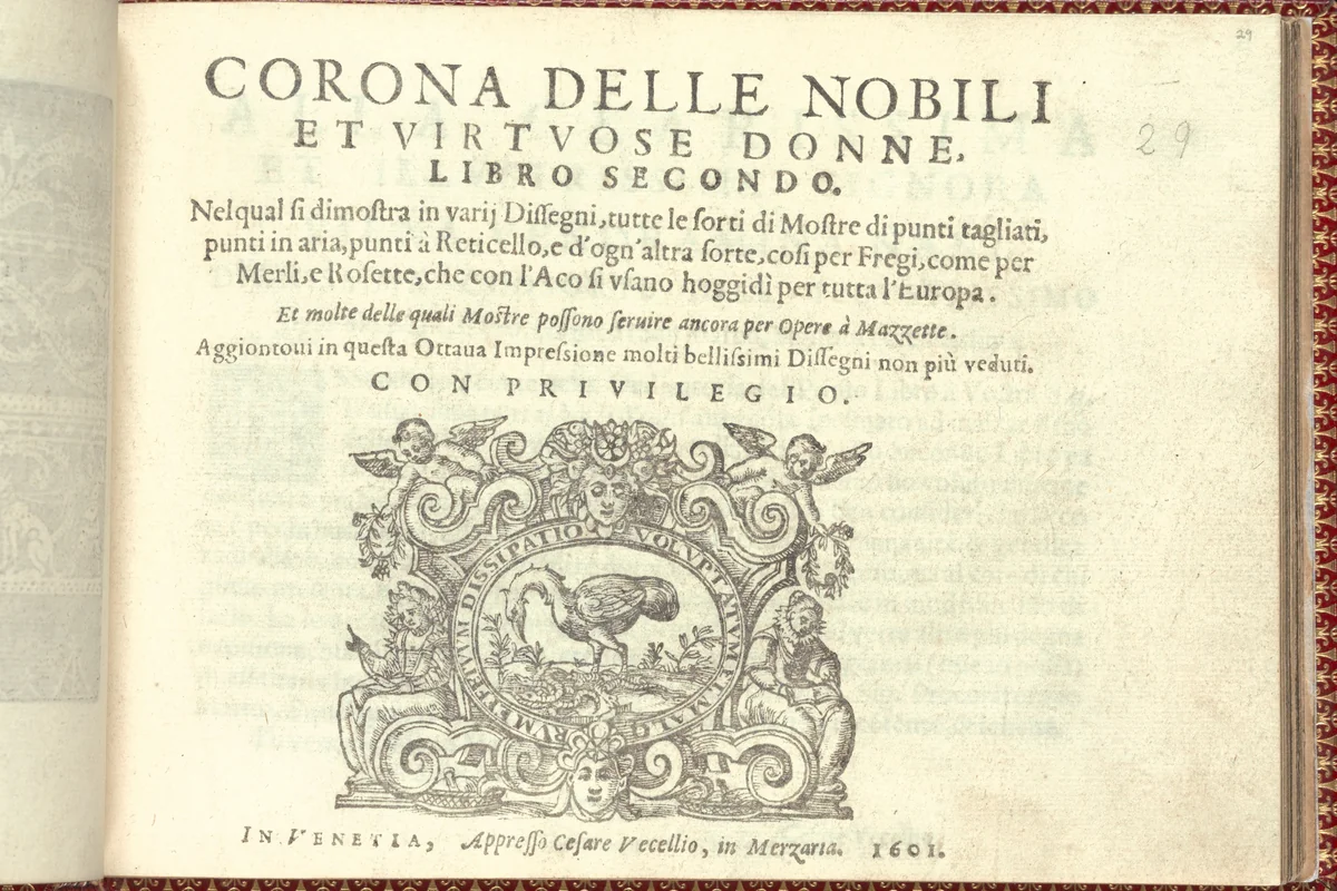 Corona delle Nobili et Virtuose Donne: Libro I-IV, page 29 (recto) by Cesare Vecellio, book, 1601