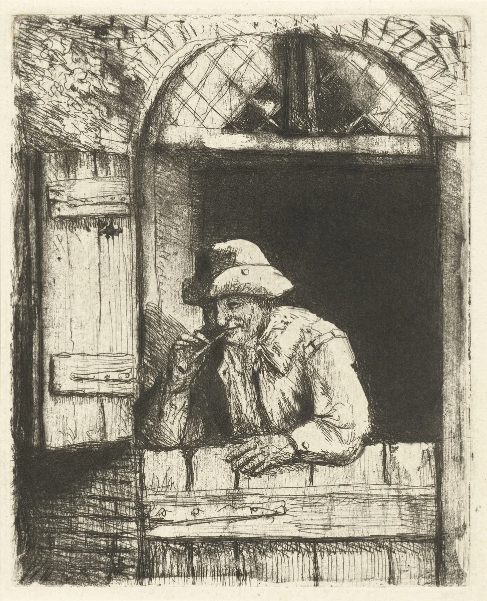 Rokende man by Jan Chalon, print, 1748-1795