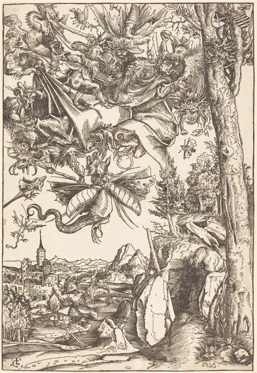 The Temptation of Saint Anthony by Lucas Cranach, print, 1506