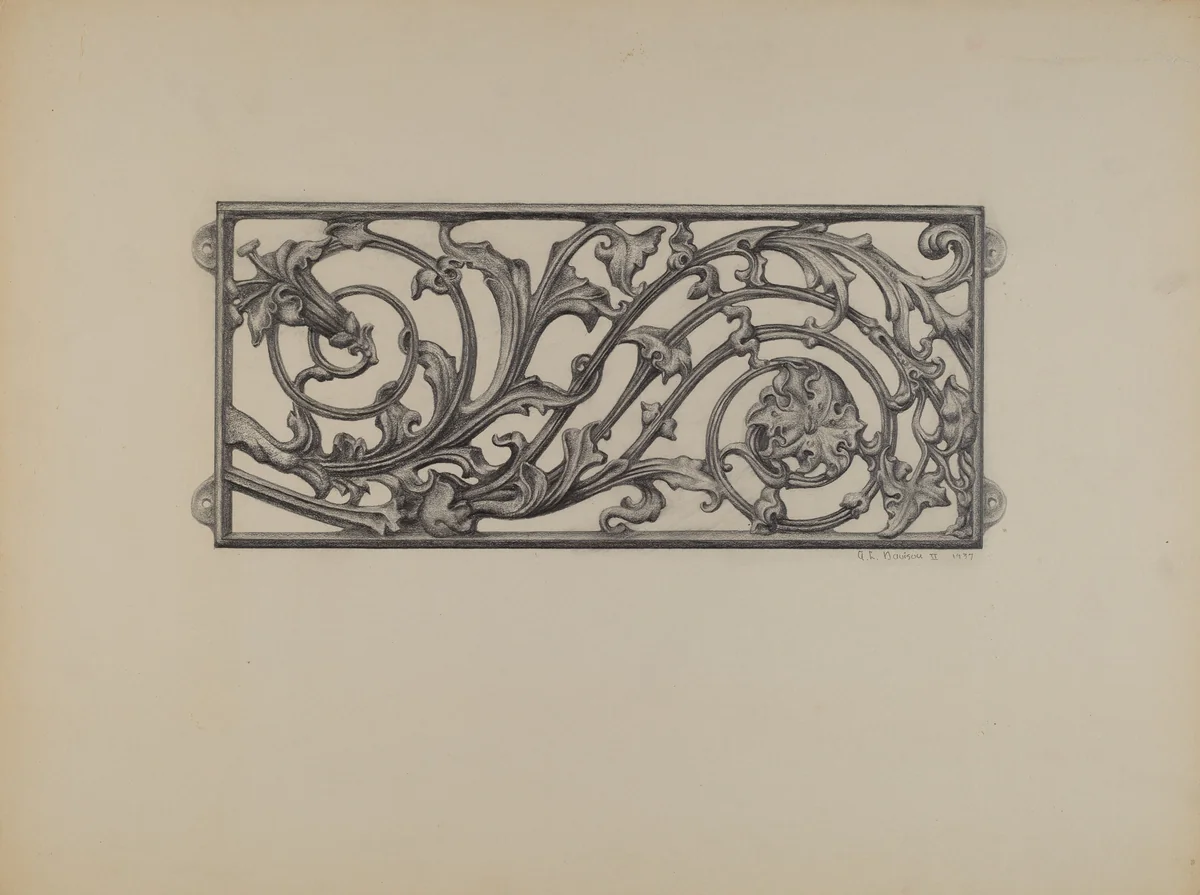 Cast Iron Window Grille by Austin L. Davison, index of american design, 1937