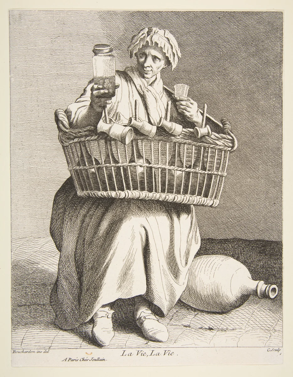 Brandy Seller by Anne Claude Philippe de Tubières, print, 1737