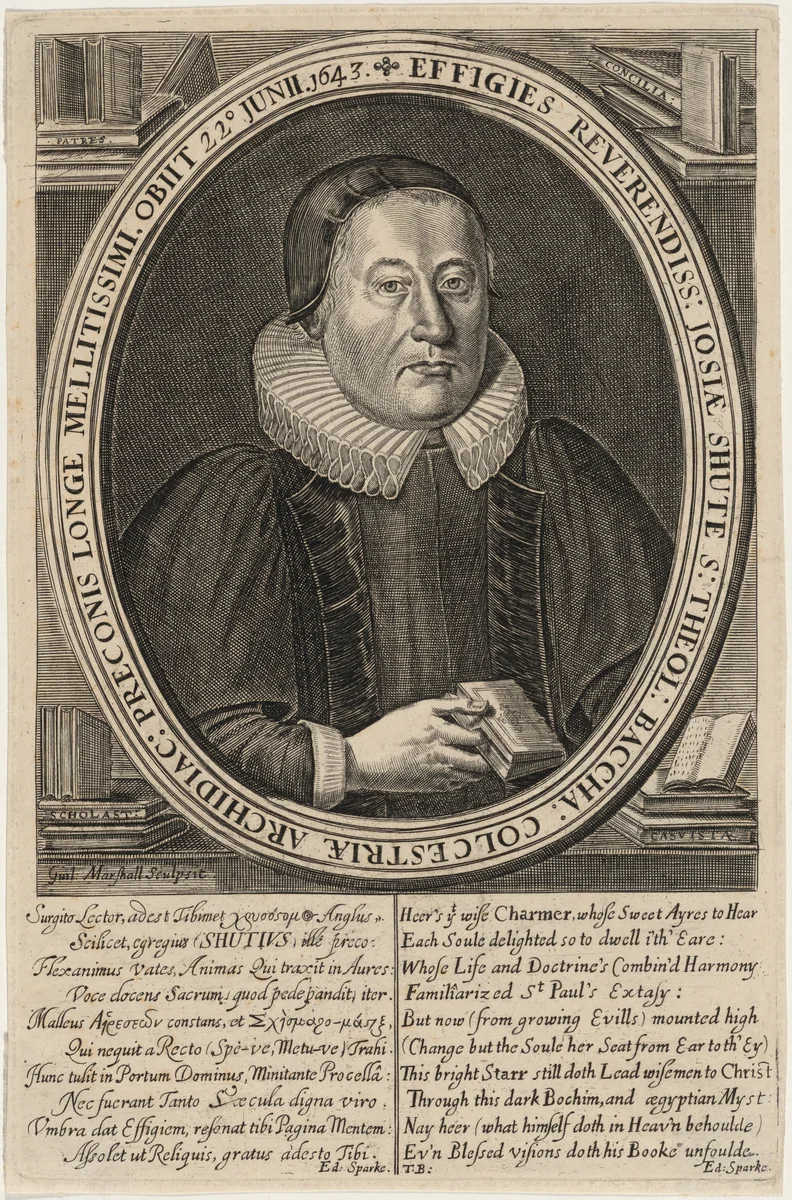 Josiah Shute, B.D. by William Marshall, print, 1649