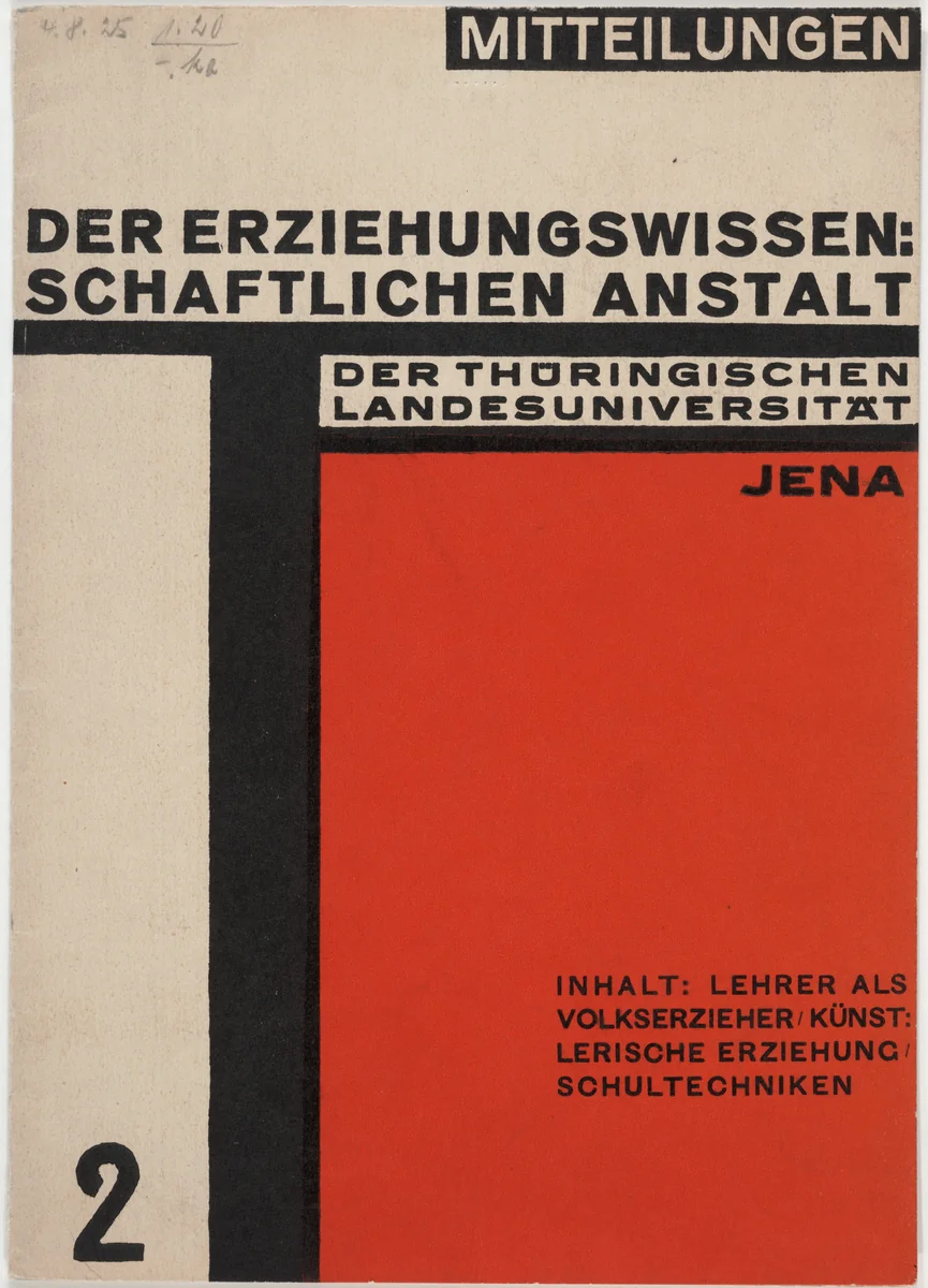 Mitteilungen der Erziehungswissen:/Schaftlichen Anstalt der Thüringischen Landesuniversität Jena by Walter Dexel, design, 1924