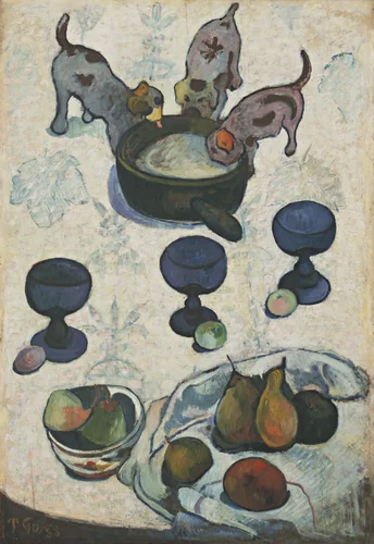 Still Life with Three Puppies by Paul Gauguin, painting, 1888
