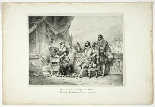 Reine, l'excés des maux où la France est livrée... by Horace Vernet, print, 1825