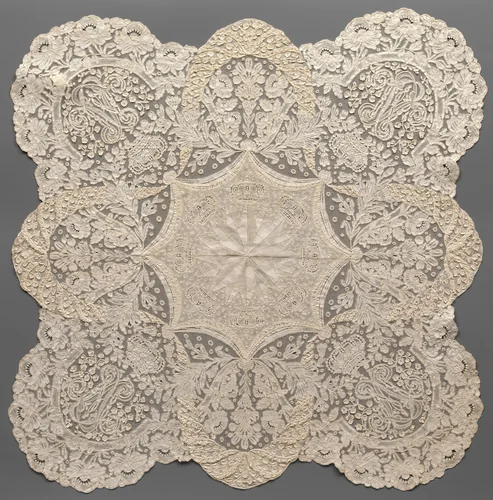 Handkerchief by Convent of Notre Dame de Visitation, textile, 1860-1870