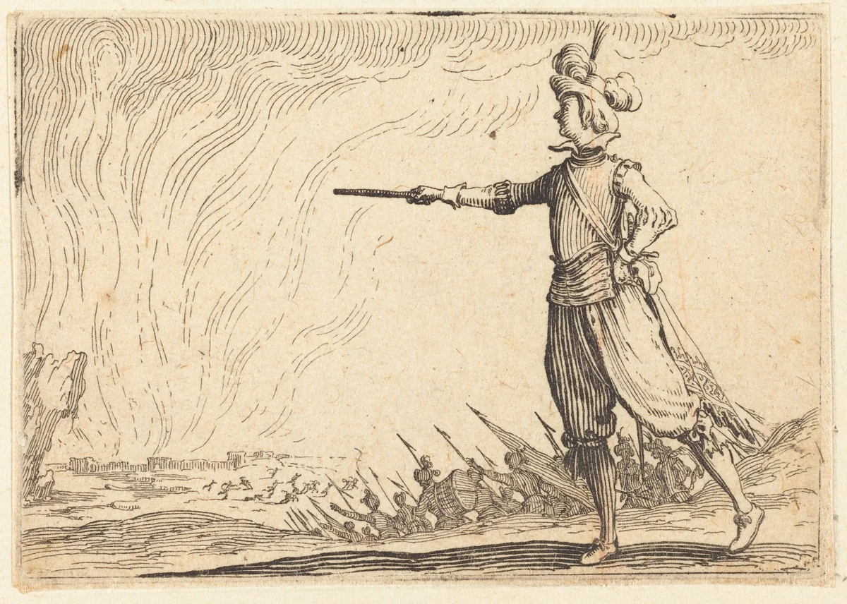 Military Commander on Foot by Jacques Callot, print, 1622