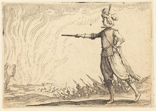 Military Commander on Foot by Jacques Callot, print, 1622
