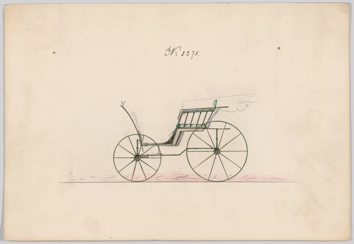 Design for Pony Phaeton, no. 3275 by Brewster & Co., drawing, 1876