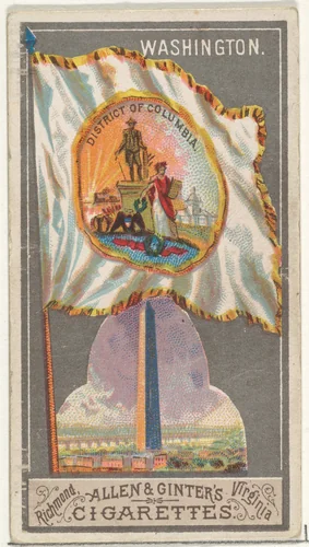 Washington, from the City Flags series (N6) for Allen & Ginter Cigarettes Brands by Allen & Ginter, print, 1887