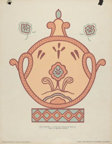 Mission La Purisima Concepcion Wall Painting from the portfolio "Decorative Art of Spanish California" by American 20th Century, index of american design, 1935-1942