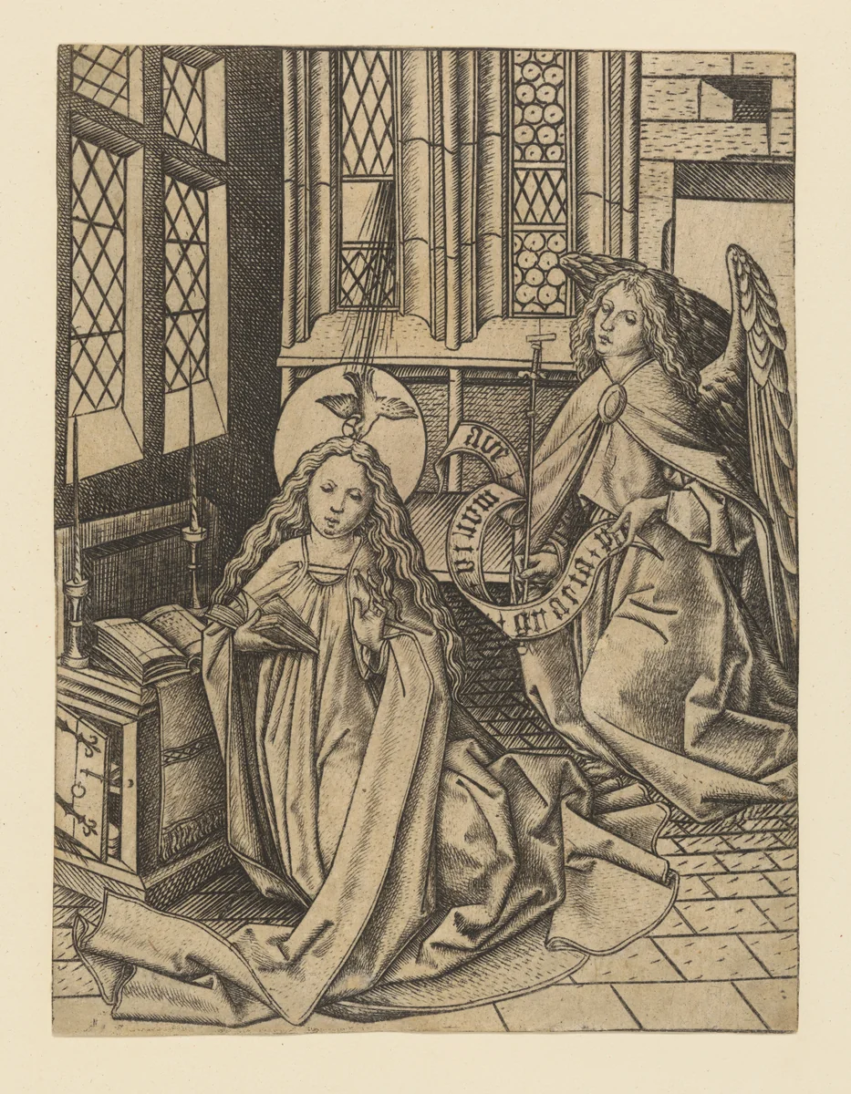 The Annunciation by Master ES, print, 1445-1467