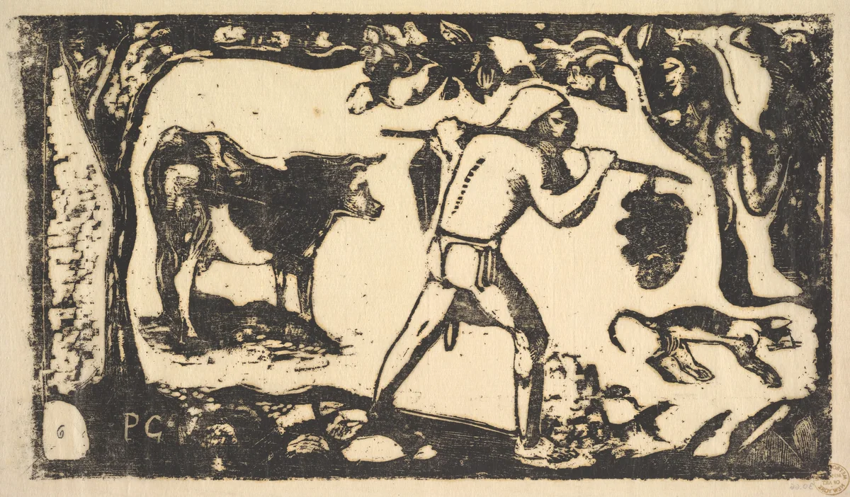 Tahitian Carrying Bananas by Paul Gauguin, print, 1898-1899