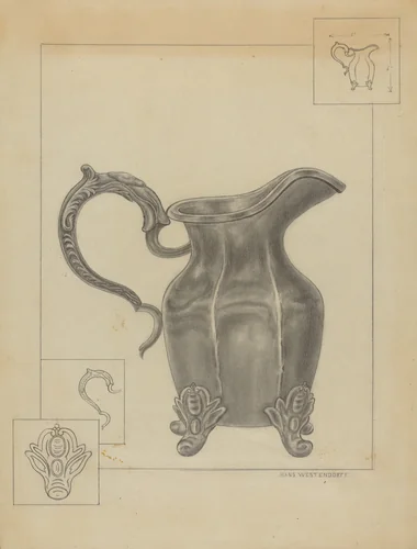 Pewter Pitcher by Hans Westendorff, index of american design, 1936