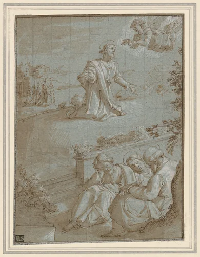 The Agony in the Garden by Santi di Tito, drawing, 1586-1596
