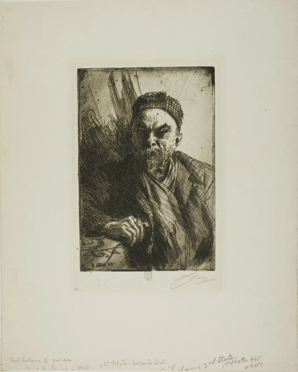 Paul Verlaine II by Anders Zorn, print, 1895
