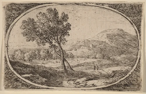 Two Trees with Crossed Trunks by Herman van Swanevelt, print, 1600-1655