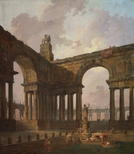 The Landing Place by Hubert Robert, painting, 1787-1788