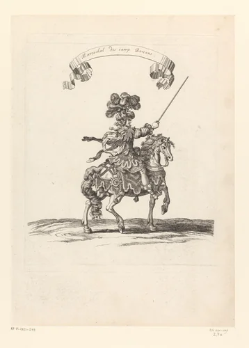 Aanvoerder te paard in Perzisch kostuum by François Chauveau, print, 1670