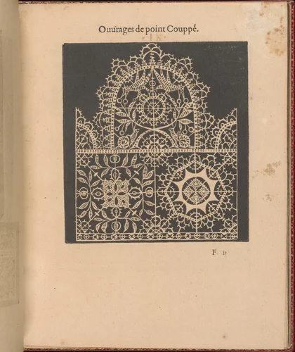 Les Singuliers et Nouveaux Portraicts... page 22 (recto) by Federico de Vinciolo, book, 1588
