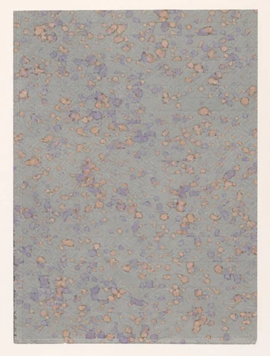 Blad met gesprenkeld vlekkenpatroon over gegaufreerd blokkenpatroon by anonymous, other, 1900-1969