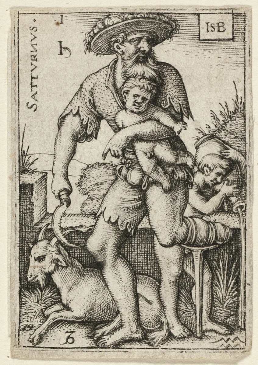 Saturn, plate one from The Seven Planets with the Zodiacs by Sebald Beham, print, 1520-1550