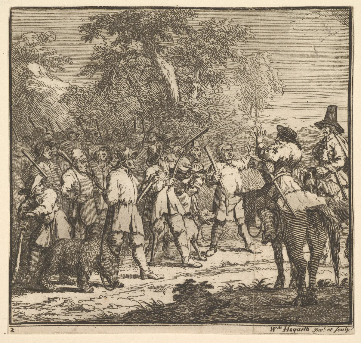 Hudibras First Adventure (Seventeen Small Illustrations for Samuel Butler's Hudibras, no. 2) by William Hogarth, print, 1721-1726