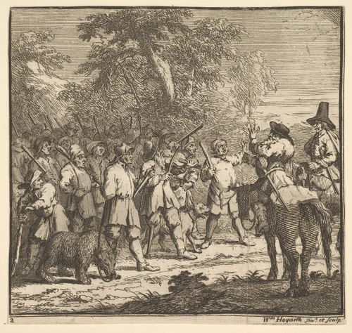 Hudibras First Adventure (Seventeen Small Illustrations for Samuel Butler's Hudibras, no. 2) by William Hogarth, print, 1721-1726