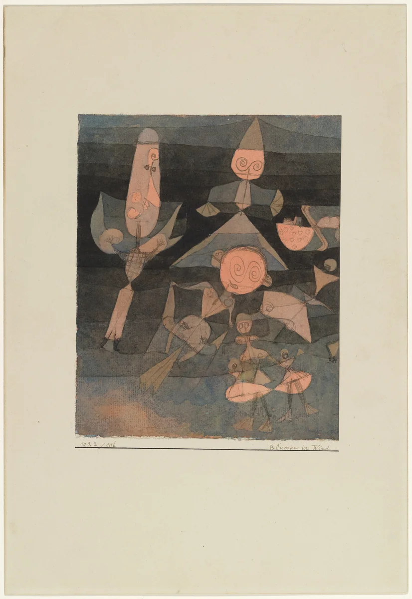Flowers in the Wind (Blumen im Wind) by Paul Klee, drawing, 1922