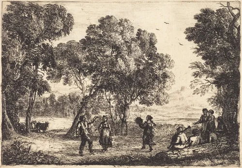 The Country Dance (Small Plate) (La danse sous les arbres) by Claude Lorrain, print, 1637