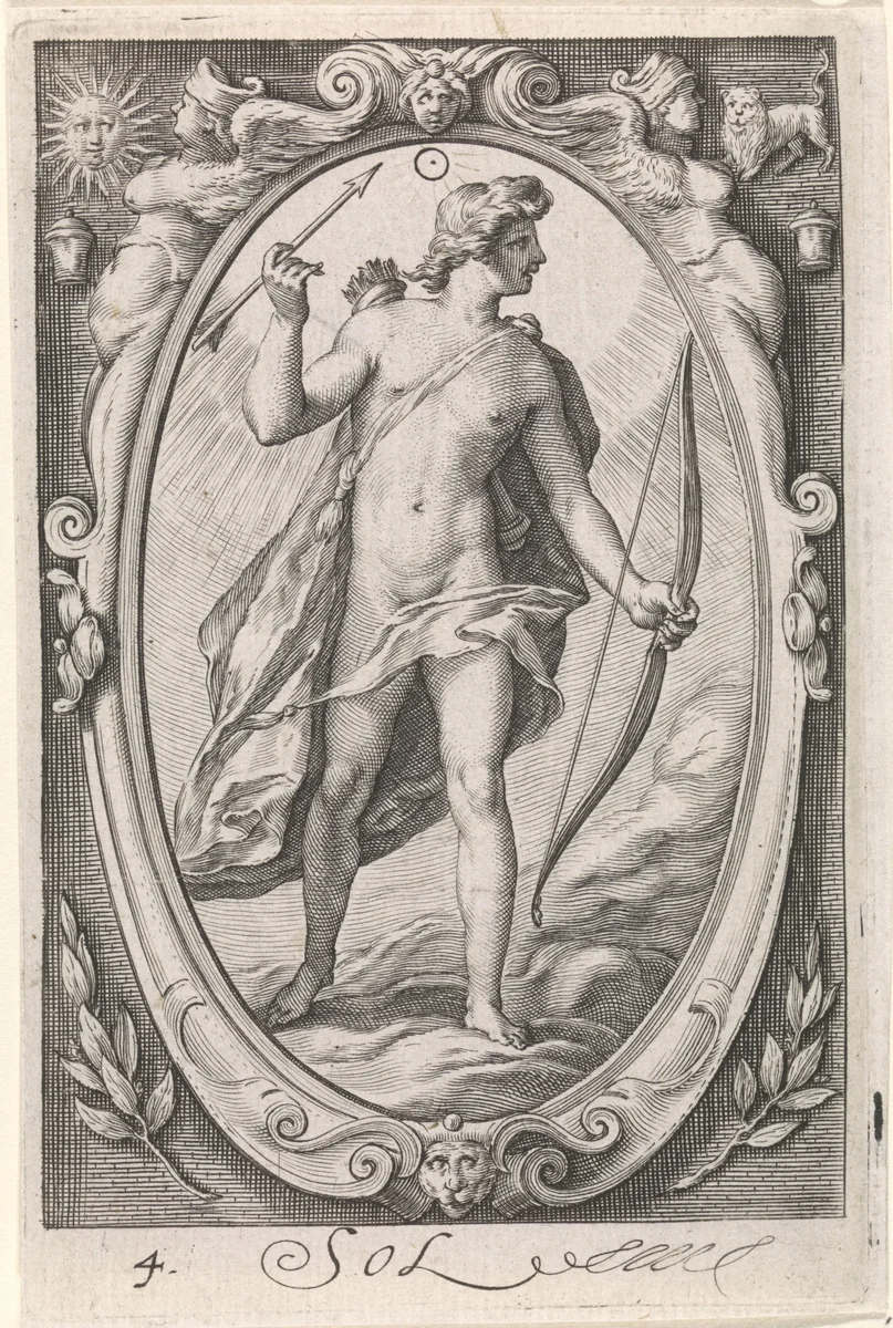 Zon (Apollo) by Jacob Matham, print, 1597