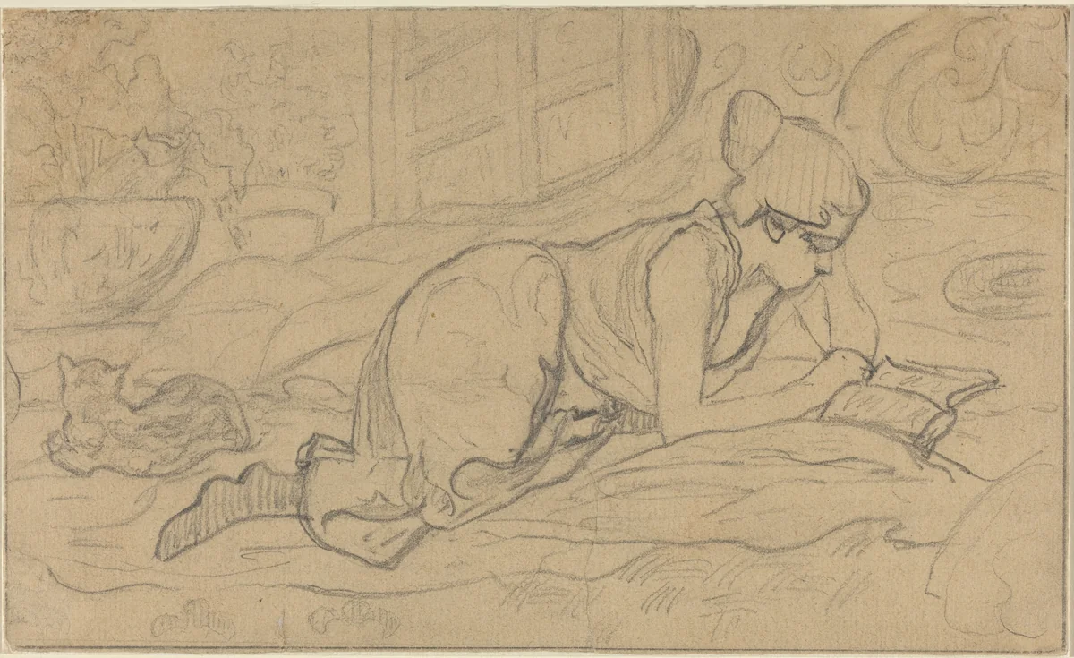 Study for "La Liseuse couchée" by Paul Ranson, drawing, 1894