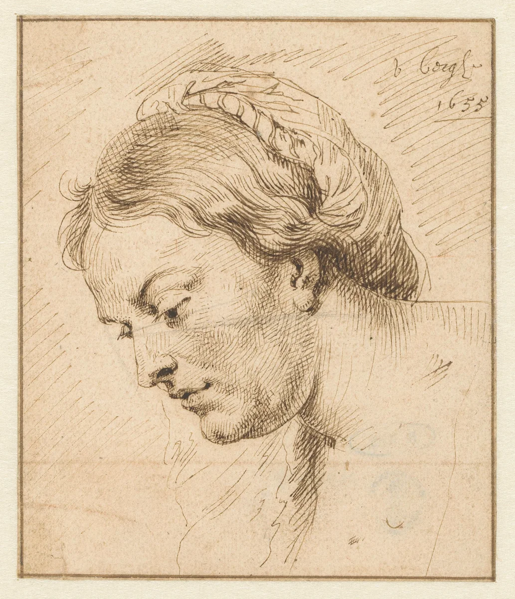 Vrouwenkopje by Matthys van den Bergh, drawing, 1655