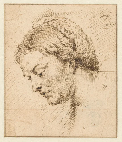 Vrouwenkopje by Matthys van den Bergh, drawing, 1655
