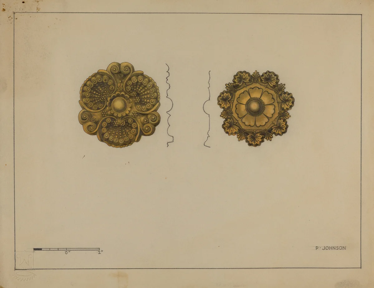 Rosette Mounts by Philip Johnson, index of american design, 1936