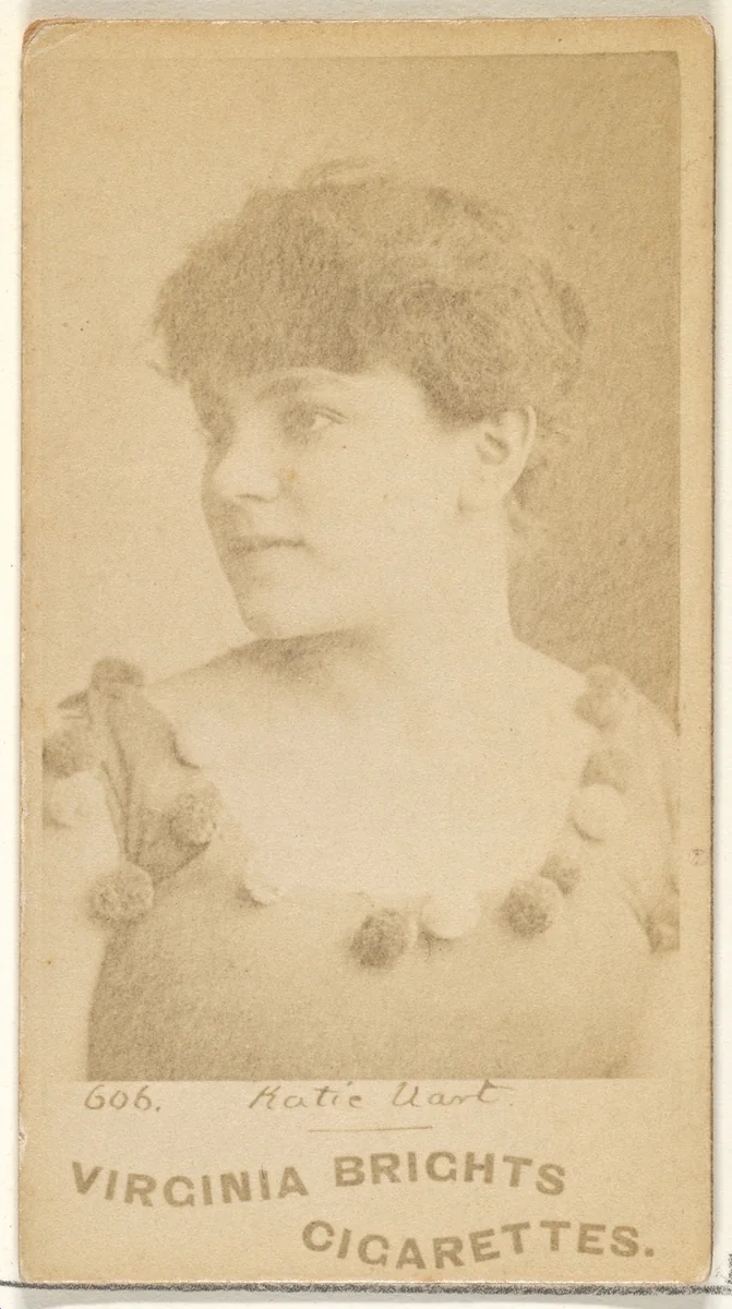 Card 606, Katie Uart, Corsair Co., from the Actors and Actresses series (N45, Type 1) for Virginia Brights Cigarettes by Allen & Ginter, photograph, 1885-1891