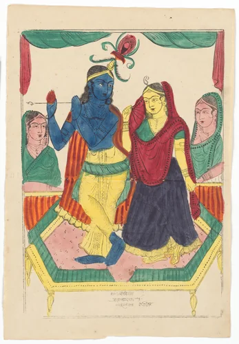 Krishna and Radha by Becharam Das Dutta, print, 1856