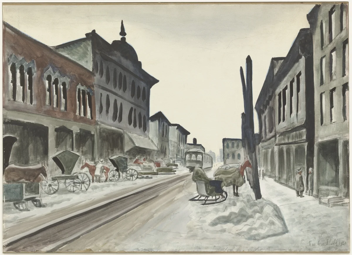 The Interurban Line by Charles Burchfield, drawing, 1920