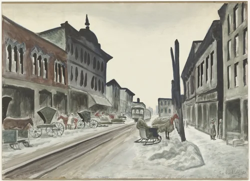The Interurban Line by Charles Burchfield, drawing, 1920
