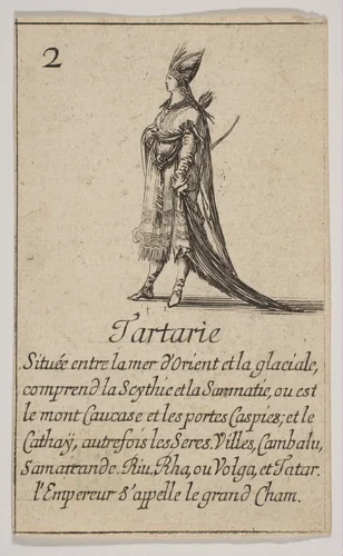 Tartarie, from "Jeu de la Géographie" by Stefano della Bella, print, 1644