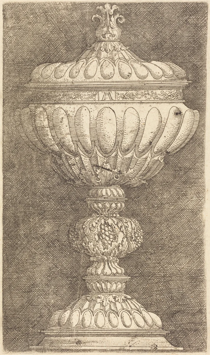 Covered Goblet with Grapes on the Stem by Albrecht Altdorfer, print, 1520-1525