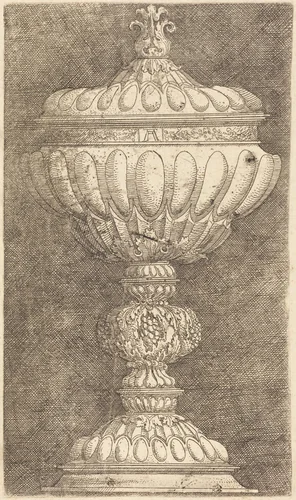 Covered Goblet with Grapes on the Stem by Albrecht Altdorfer, print, 1520-1525